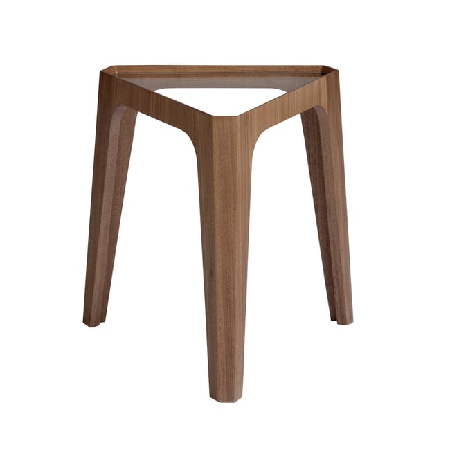 Table d'angle triangulaire en verre trempé et noyer Couleur verre | noyer <span itemprop=
