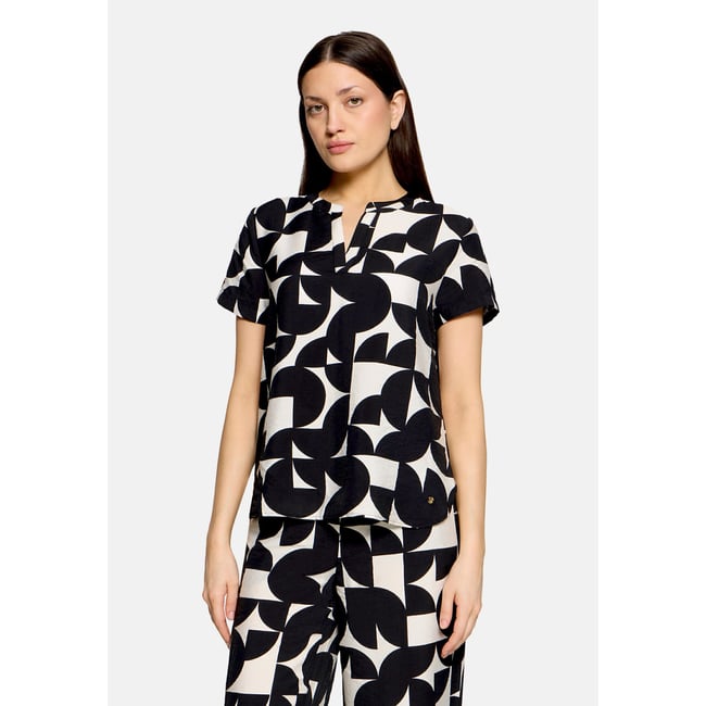 Tunique manches courtes noir/blanc <span itemprop=