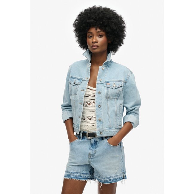 Casaco em ganga fantasia denim azul claro <span itemprop=