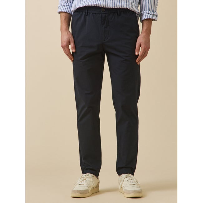 Pantalon taille élastiquée popeline craquante encre <span itemprop=