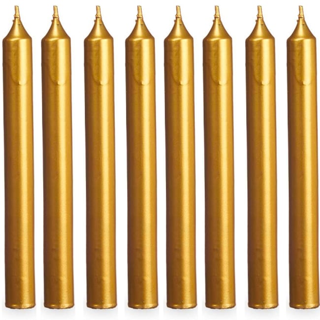 Set de 6 bougies pour chandelier dorées longues 2x2x15cm Couleur v019843 <span itemprop=