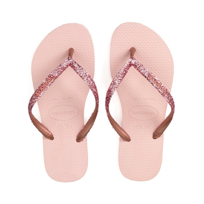 Chinelos Slim Glitter II rosa purpurinas <span itemprop=