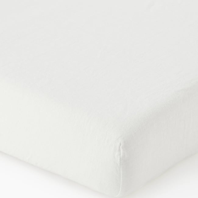 Drap housse, 100% lin blanc <span itemprop=