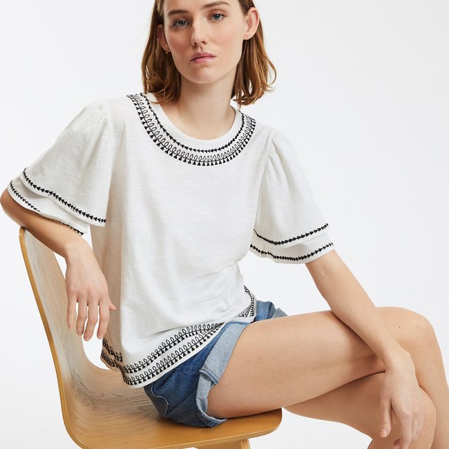 Футболка с круглым вырезом слоновая кость LA REDOUTE COLLECTIONS