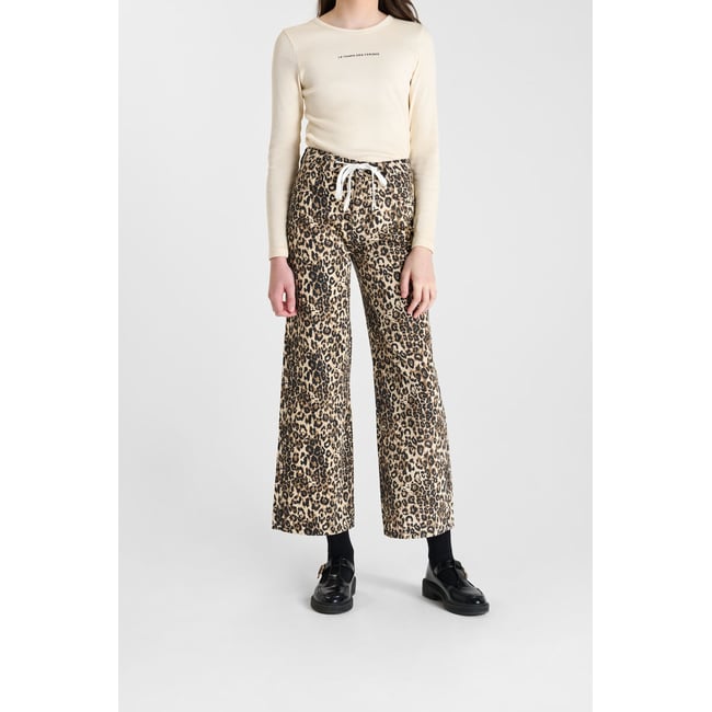 Pantalon droite en jeans ARASGI leopard <span itemprop=