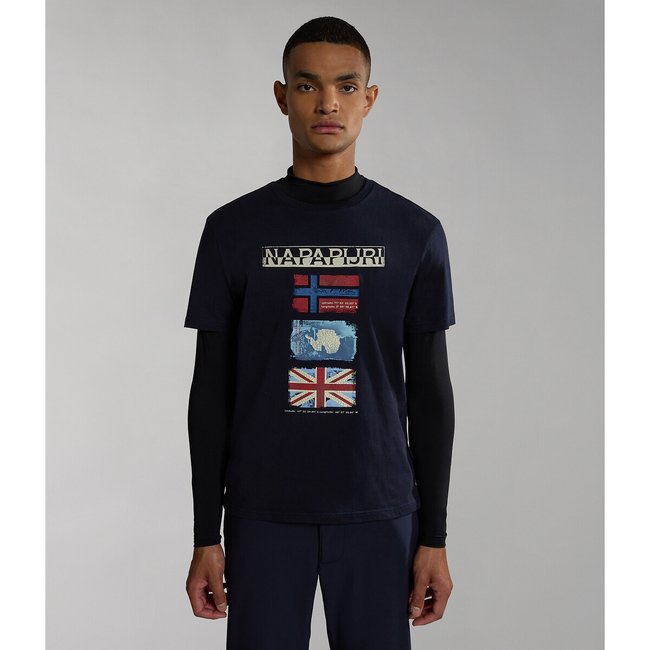 T-shirt manches courtes avec logos Gorfou bleu marine <span itemprop=