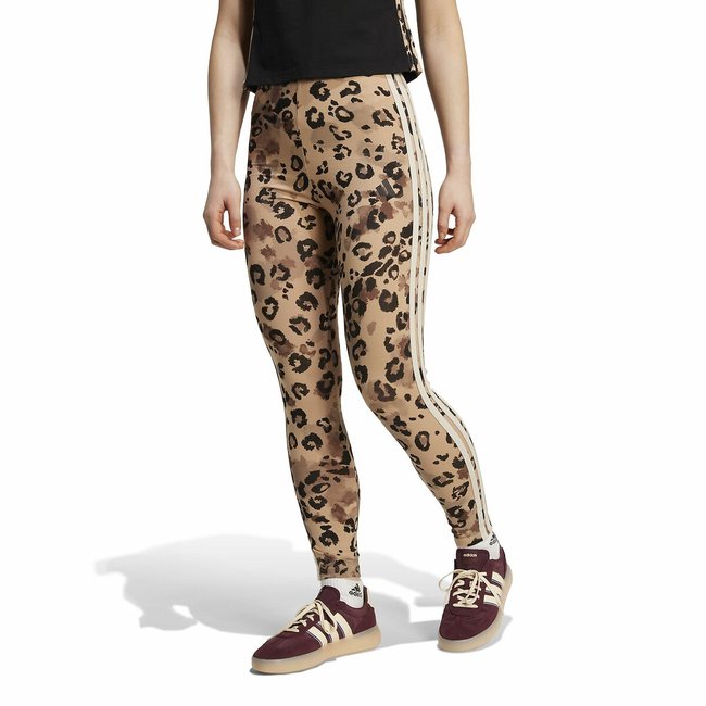 Legging 3-Stripes léopard imprimé beige <span itemprop=