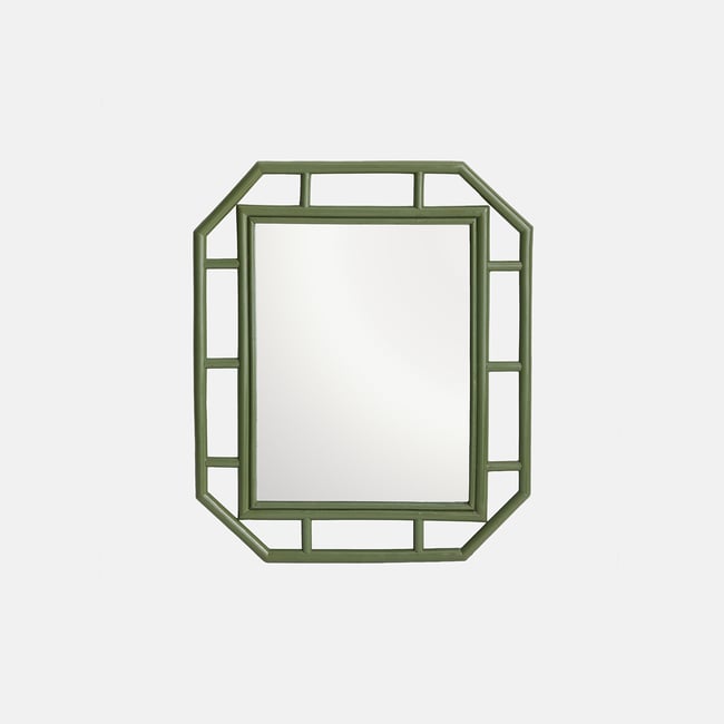 Miroir en rotin laqué, 50 x 60 cm, ROMIA Couleur vert <span itemprop=