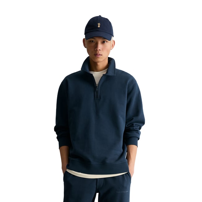 Sweat-Troyer relaxed en pur coton bio bleu foncé <span itemprop=