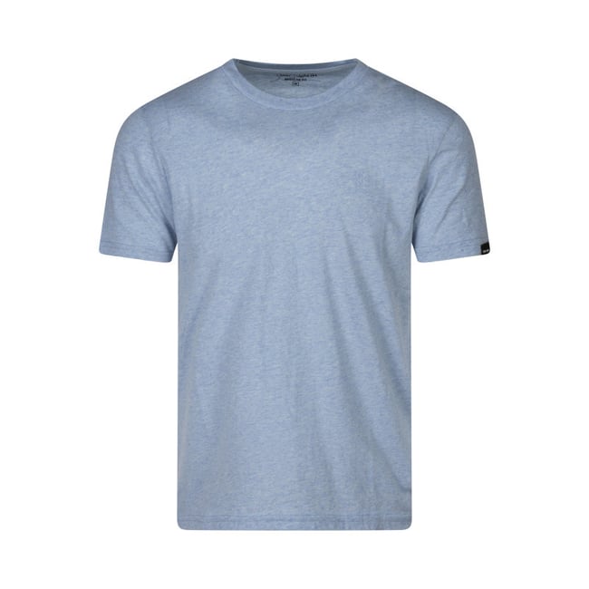 T-shirt bleu uni coupe droite avec un col rond et des manches courtes bleu <span itemprop=