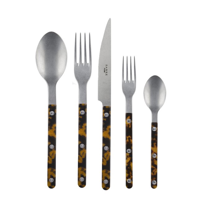 Set de 5 couverts de table, Bistrot Vintage Couleur effet écaille <span itemprop=