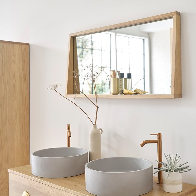 Miroir rectangulaire en chêne massif  MAHAUT Couleur naturel <span itemprop=