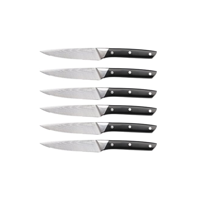 Lot de 6 couteaux à steak en inox, NUDE inox mat et noir mat <span itemprop=