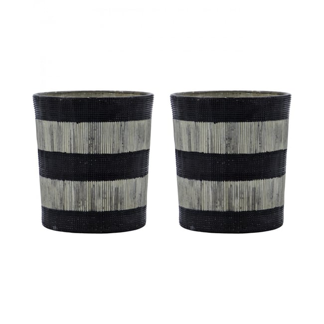 Lot de 2 photophores Stripe 8x9 cm Couleur v002228 <span itemprop=