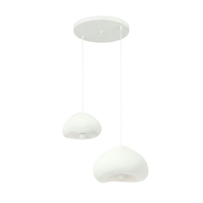 Suspension blanche design organique 2 lampes 70 cm NOXIS Couleur blanc <span itemprop=