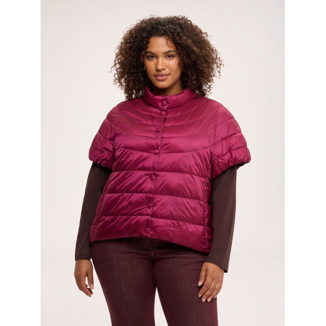 Veste matelassée manches courtes réversible burgundy <span itemprop=