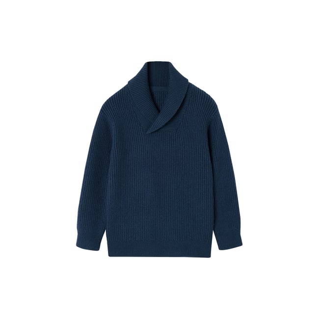 Pull col montant croisé bleu océan <span itemprop=