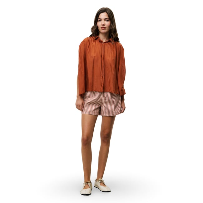 Short  en coton PERRETTE rouge brique <span itemprop=