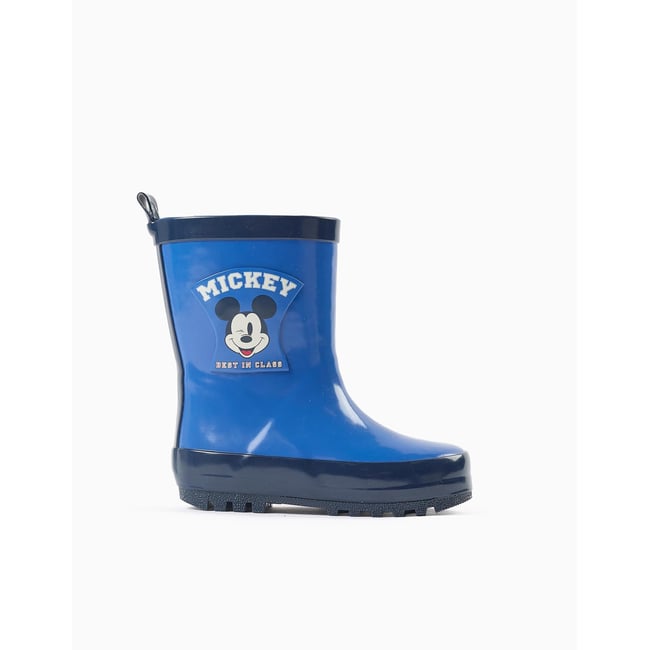 Bottes de pluie en caoutchouc avec imprimés Mickey bleu <span itemprop=
