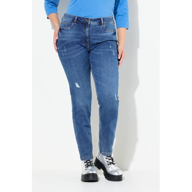 Jean Sarah stretch avec détails destroy bleu jean <span itemprop=