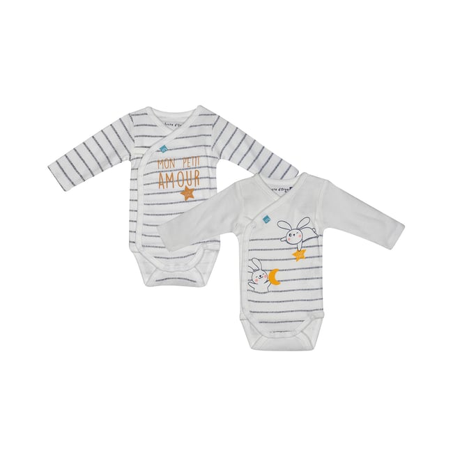 Lot 2 bodies naissance filao coton bio beige <span itemprop=