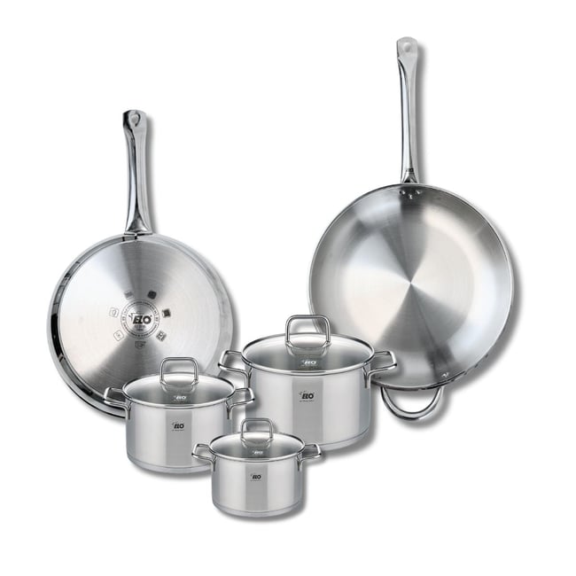 Batterie 2 poêles 28/32cm + 3 faitouts 14/16/20cm PROFI CITRIN inox <span itemprop=