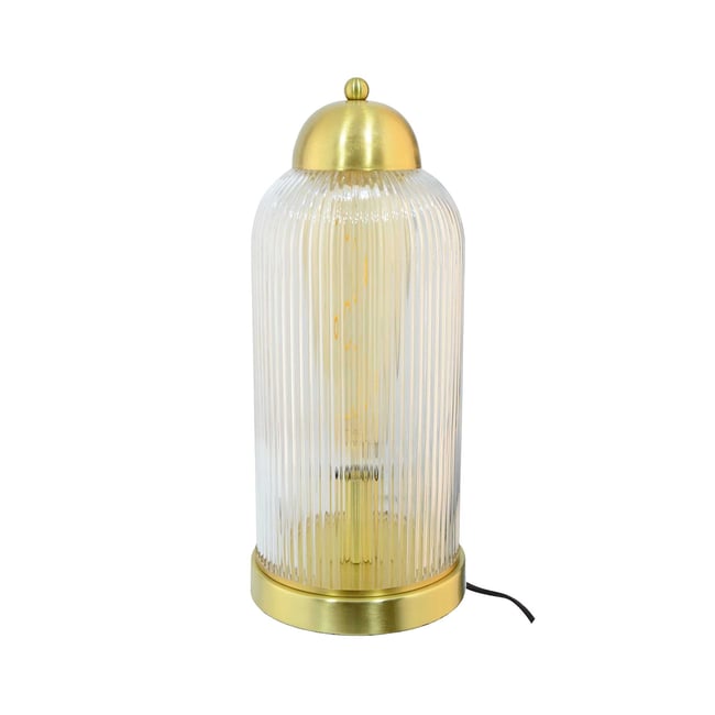 Lampe à poser en verre strié et métal, FALINE Couleur doré <span itemprop=