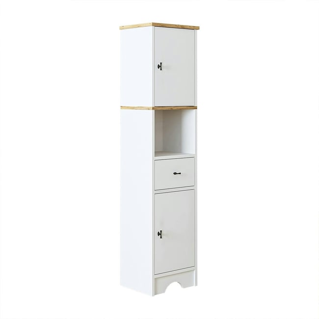 Colonne salle de bains blanche 2 portes 1 tiroir JUSA Couleur blanc <span itemprop=