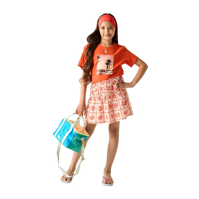 T-shirt manches courtes motif/style palmier BOSLEY rouge orange imprimé <span itemprop=