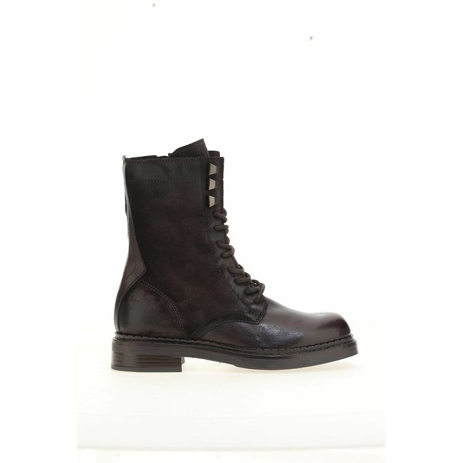 Bottines en cuir à boucles marron foncé/marron <span itemprop=