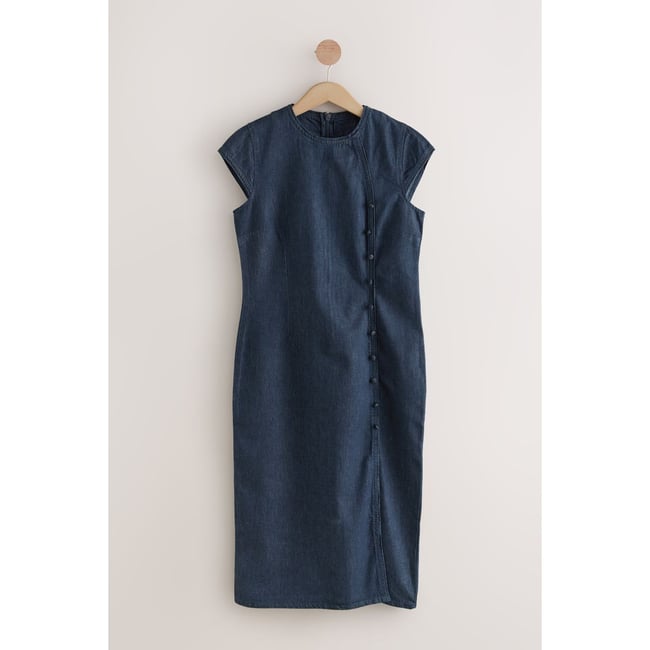 Robe mi-longue orientale en denim 100 % coton brut <span itemprop=