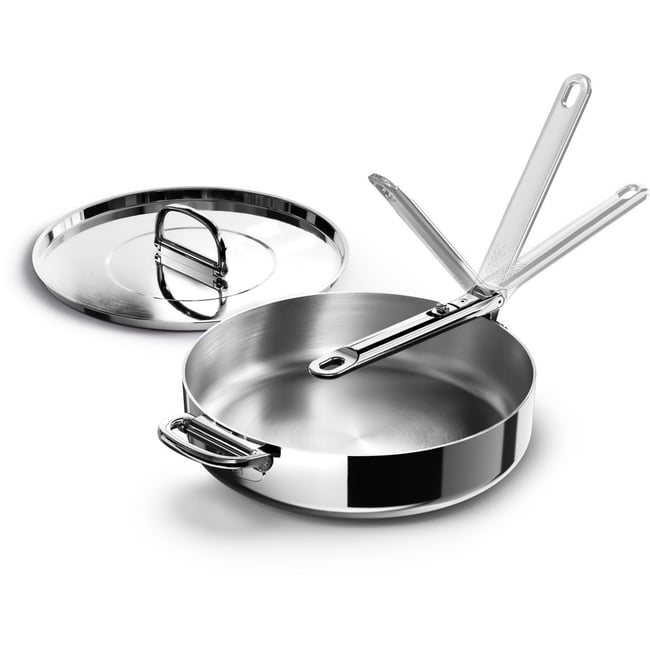 Sauteuse Space 28cm avec couvercle et poignée ret argenté <span itemprop=