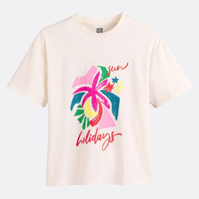 Camiseta con estampado, cuello redondo y manga corta - LA REDOUTE COLLECTIONS