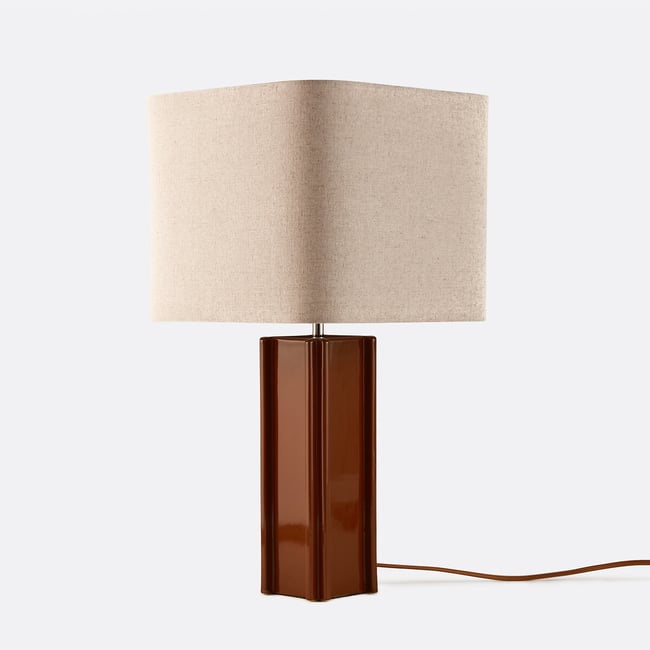Lampe à poser en céramique et lin, BIMO Couleur brique <span itemprop=