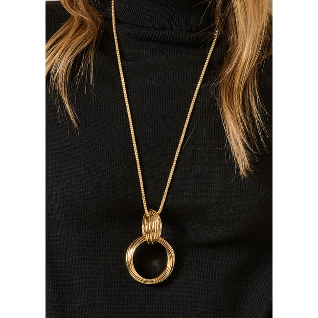 Collier sautoir multianneau light gold <span itemprop=