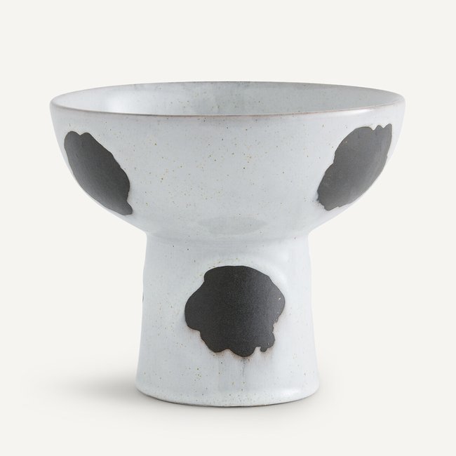 Coupelle sur pied en céramique tachetée, Otico Couleur blanc/noir <span itemprop=