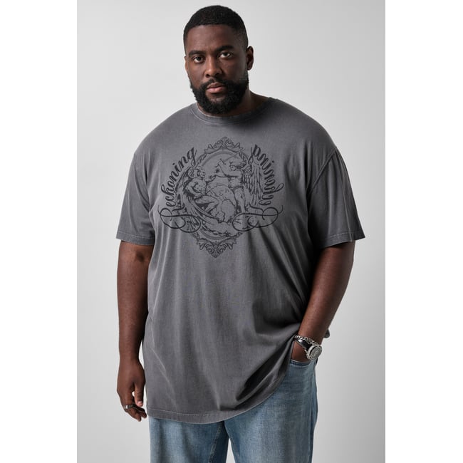 T-shirt,manches mi-hauteur, coupe oversize gris graphite <span itemprop=