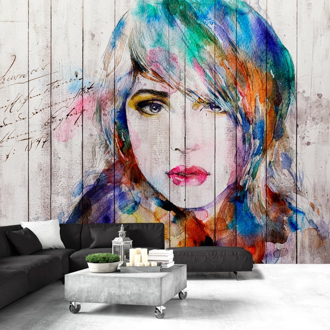 Papier peint intissé panoramique Personnes Wooden Portrait Couleur multicouleur <span itemprop=