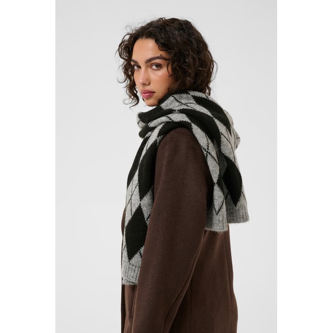 Écharpe gris dark grey melange/black check <span itemprop=