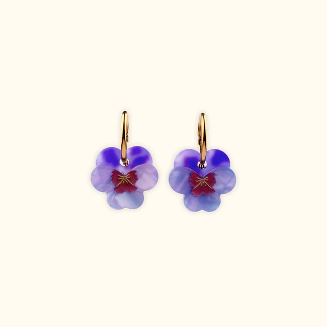 Boucles d'oreilles PENSEE violet nacré <span itemprop=