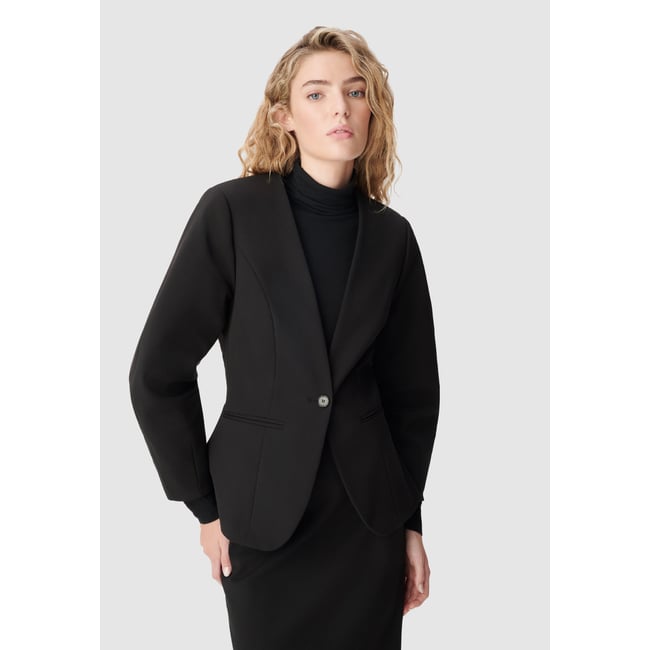 Veste de tailleur découpes manches noir <span itemprop=
