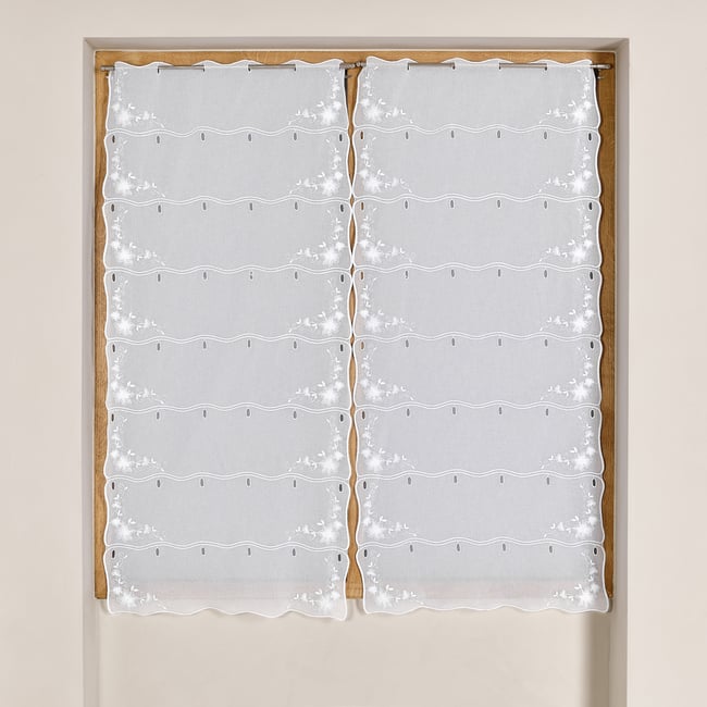 Modulable brodé à motif floral dans les angles - QABANE blanc <span itemprop=
