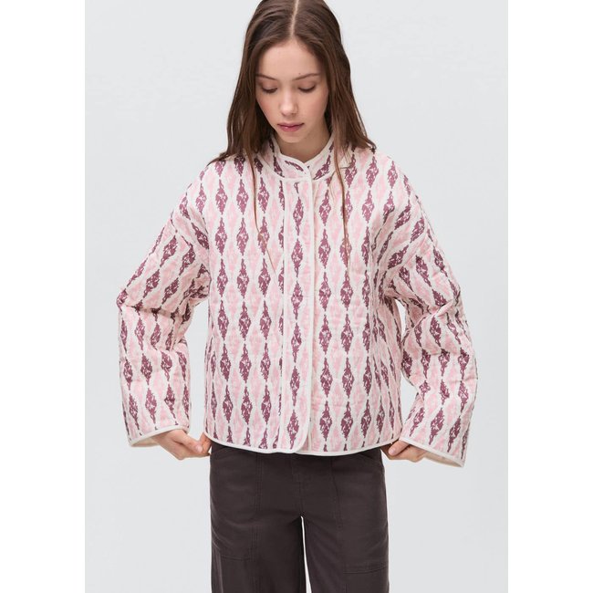 Blouson matelassé coton rose pastel <span itemprop=