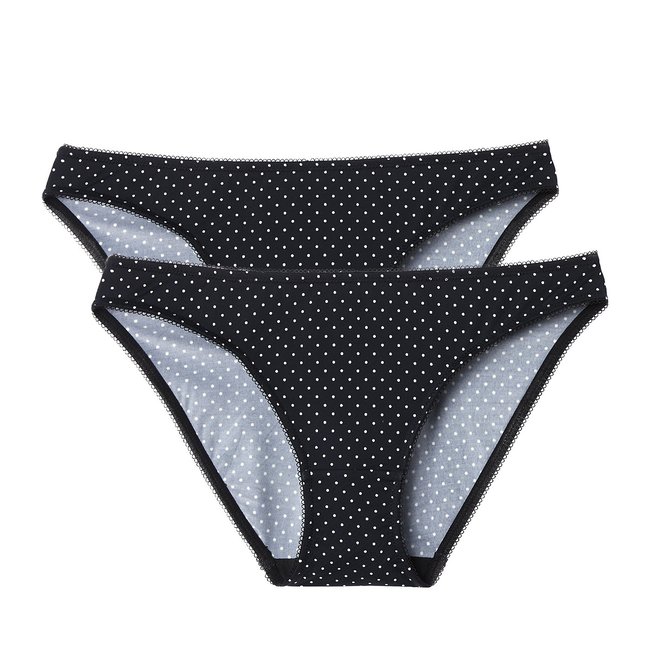 Lot de 2 slips en microfibre Ceilia noir à pois LA REDOUTE COLLECTIONS