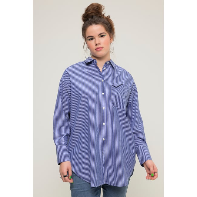 Chemisier Tunique Bleu Marine Rayé Grande Taille 42 - Coton, Manches Longues, Neuf Avec étiquettes