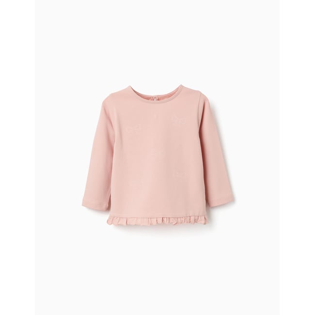 T-shirt en coton à manches longues avec ourlet volanté - ZIPPY