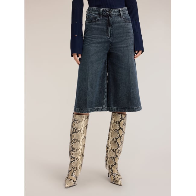 Jean culotte bleu délavé bleu <span itemprop=