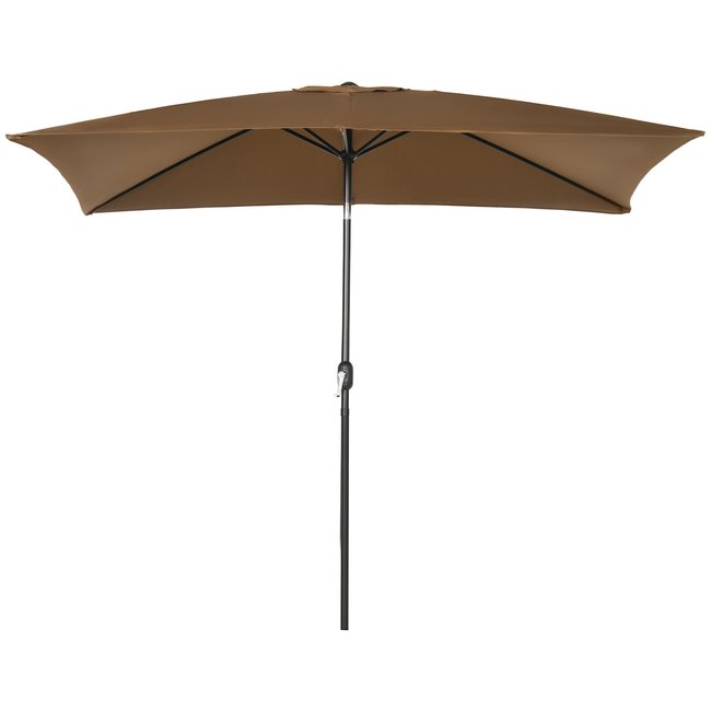 Parasol inclinable rectangulaire métal polyester marron <span itemprop=