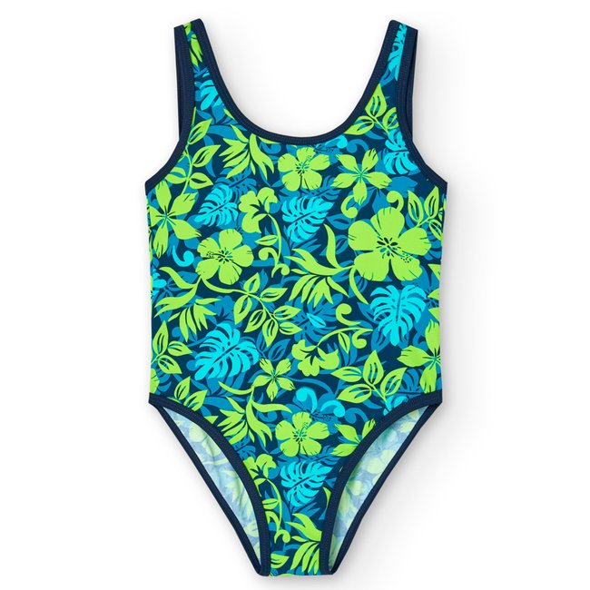 Maillot de bain à bretelles larges et imprimé fleurs vert <span itemprop=