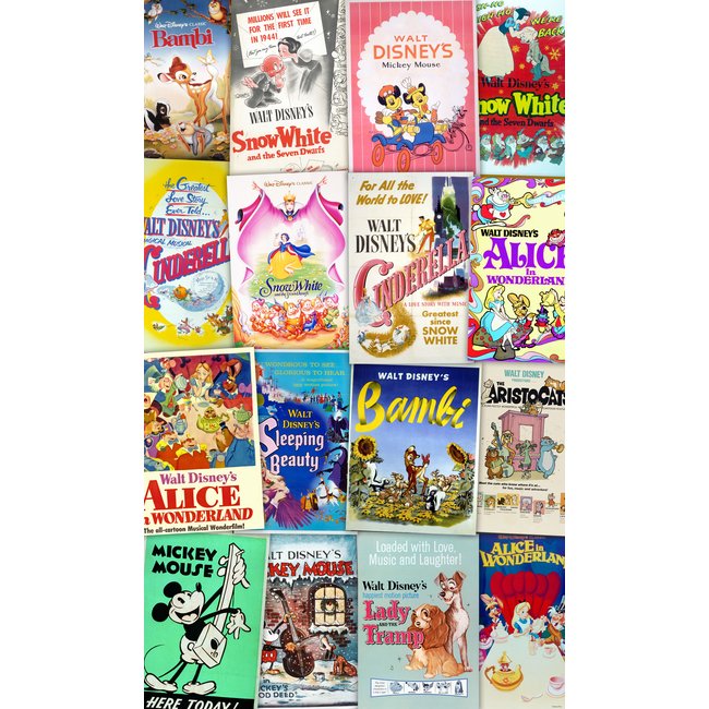Papier peint Komar - Disney Movie Posters Retro Girls - 120 x 200 cm Couleur multicolore <span itemprop=